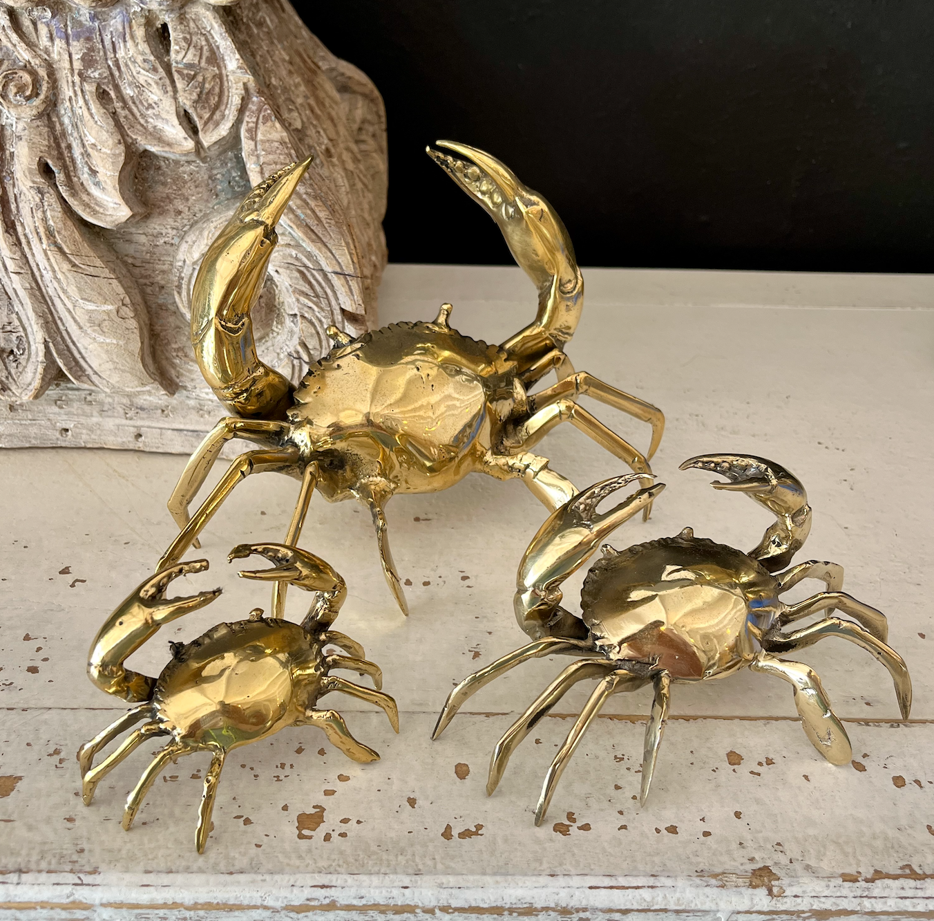 Large Gold Crab 22cm Sculpture Ornament - Nautical Home Decor